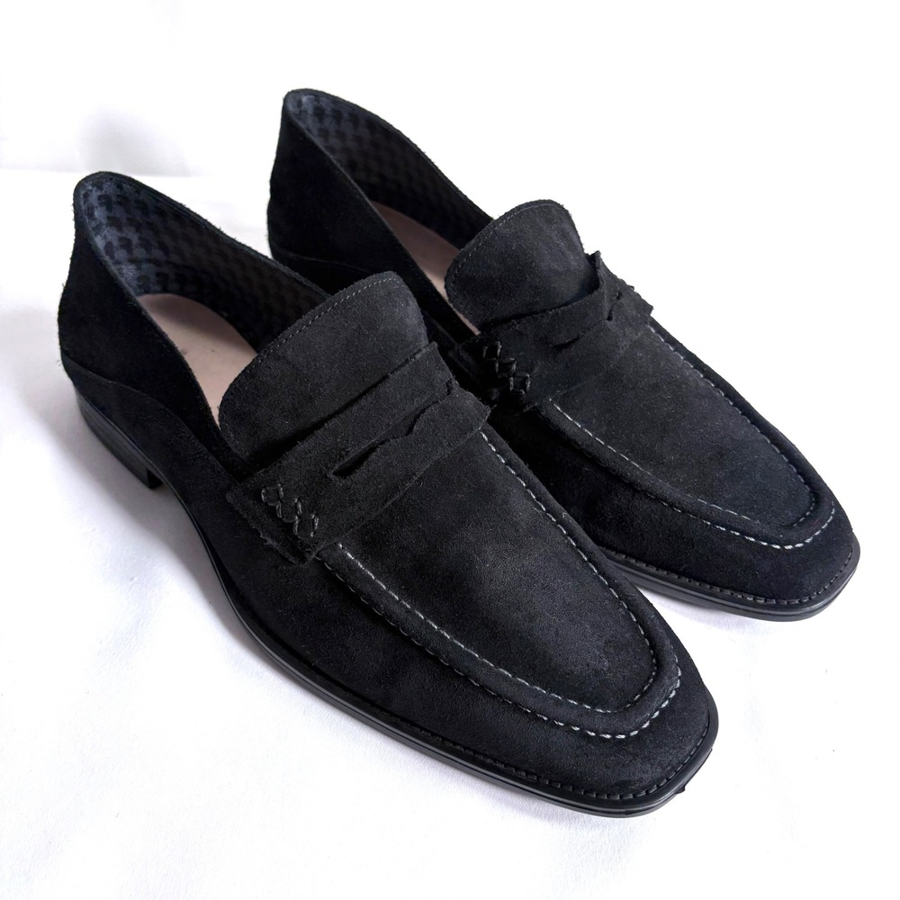 Karl Lagerfeld Loafers Black Suede Penny Slip On Dress Shoes LF1L1018 Mens 8